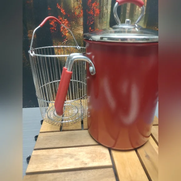 KUHN RIKON Swiss Design Steamer Cooking Pot Wire Basket & Glass Lid w/Strainer - Picture 2 of 8